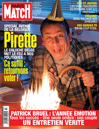 Couverture de Paris Match Belgique avec le comédien Belge François Pirette du Pirette Show sur RTL-TVI dans le rôle de son personnage Amédée