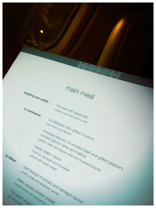 Qatar Airways Menu