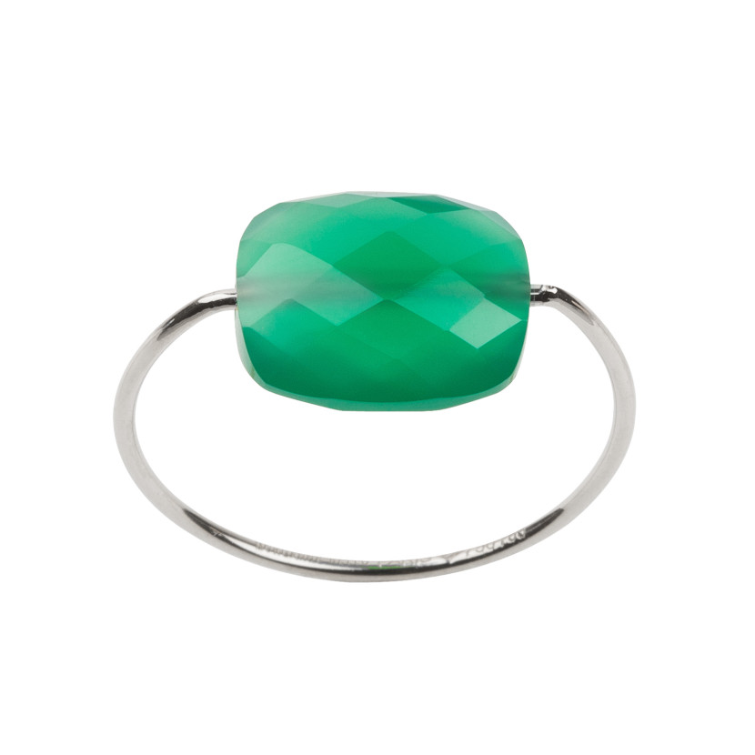 Bague-F-Or-blanc-coussin-Agate-Verte