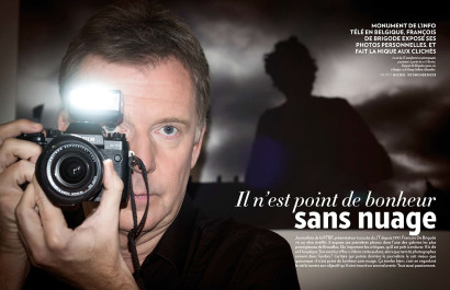 François De Brigode journaliste à la RTBF pour son exposition de photographies "Nuages" pour le magazine Paris Match Belgique