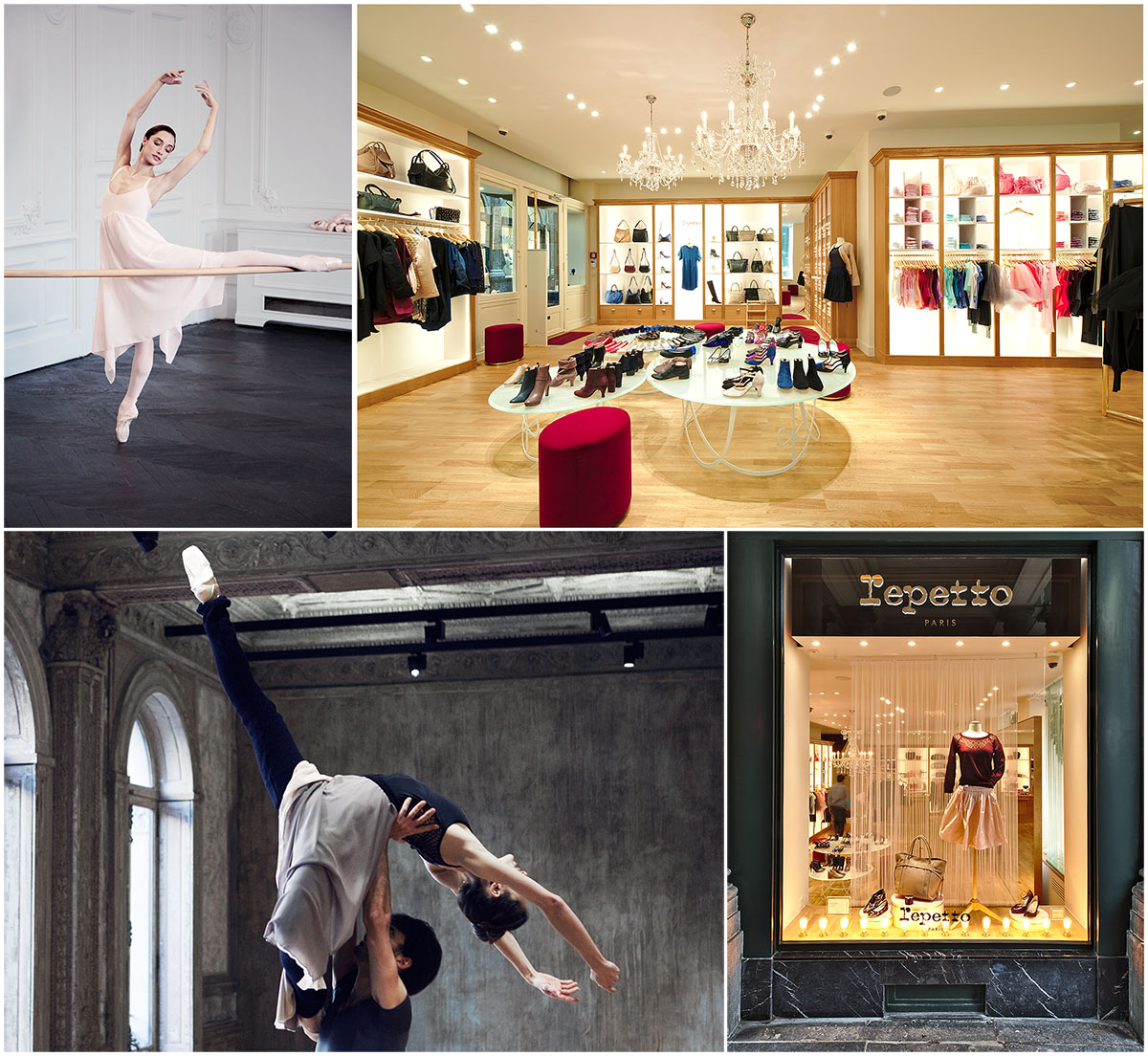 La boutique Repetto à 1000 Bruxelles au 36 Galerie du Roi, spécialiste des chaussons de danse et vêtements de danse