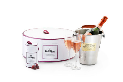 La boite à chapeau des Cuberdons Léopold et du champagne Laurent-Perrier Rosé