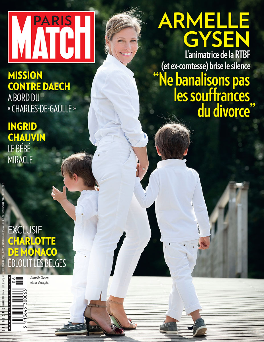 Couverture de Paris Match avec l'animatrice de la RTBF Armelle Gysen