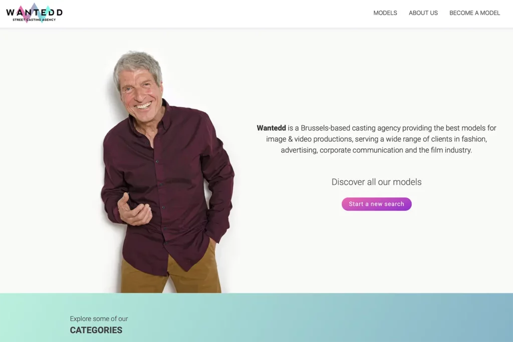Site de l'agence de mannequins Wantedd spécialisée en street casting.