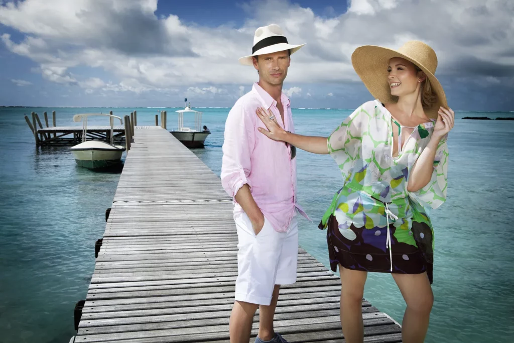 Ophélie Fontana et Vincent Langendries sur le ponton de l'Île aux Cerfs, extrait du Portfolio Photographe Bruxelles de Michel Gronemberger.