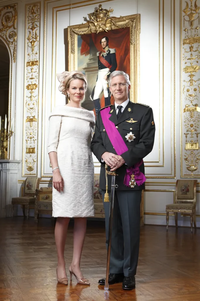 Portrait officiel du Roi Philippe et de la Reine Mathilde de Belgique, le jour de l'accession au trône, Palais Royal.
